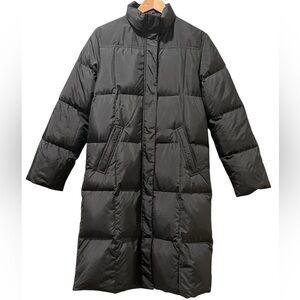 Larry Levine Long Black Down Reversible Puffer Coat